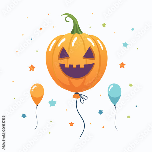 Halloween Pumpkin Balloon with Confetti and Stars