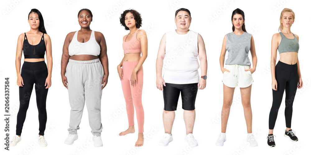 Naklejka premium PNG Diverse group fitness apparel on transparent background
