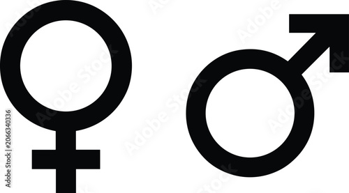Black Female and Male Gender Symbols on White Background sign