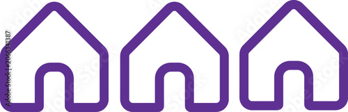 Home House Icons in Purple Outline Styles