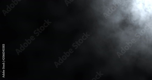 Wisp and fog in a black background with a light in the right side