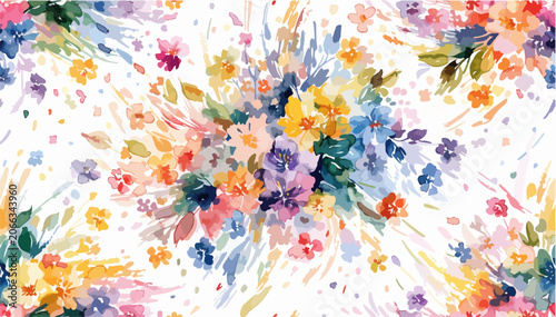 Fotografie floral watercolor design celebrating colorful blooms and delicate foliage with a