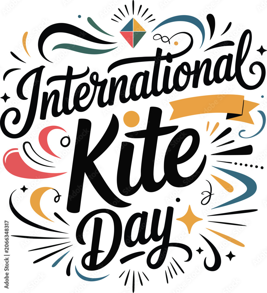Obraz premium International Kite Day Typography Poster Design