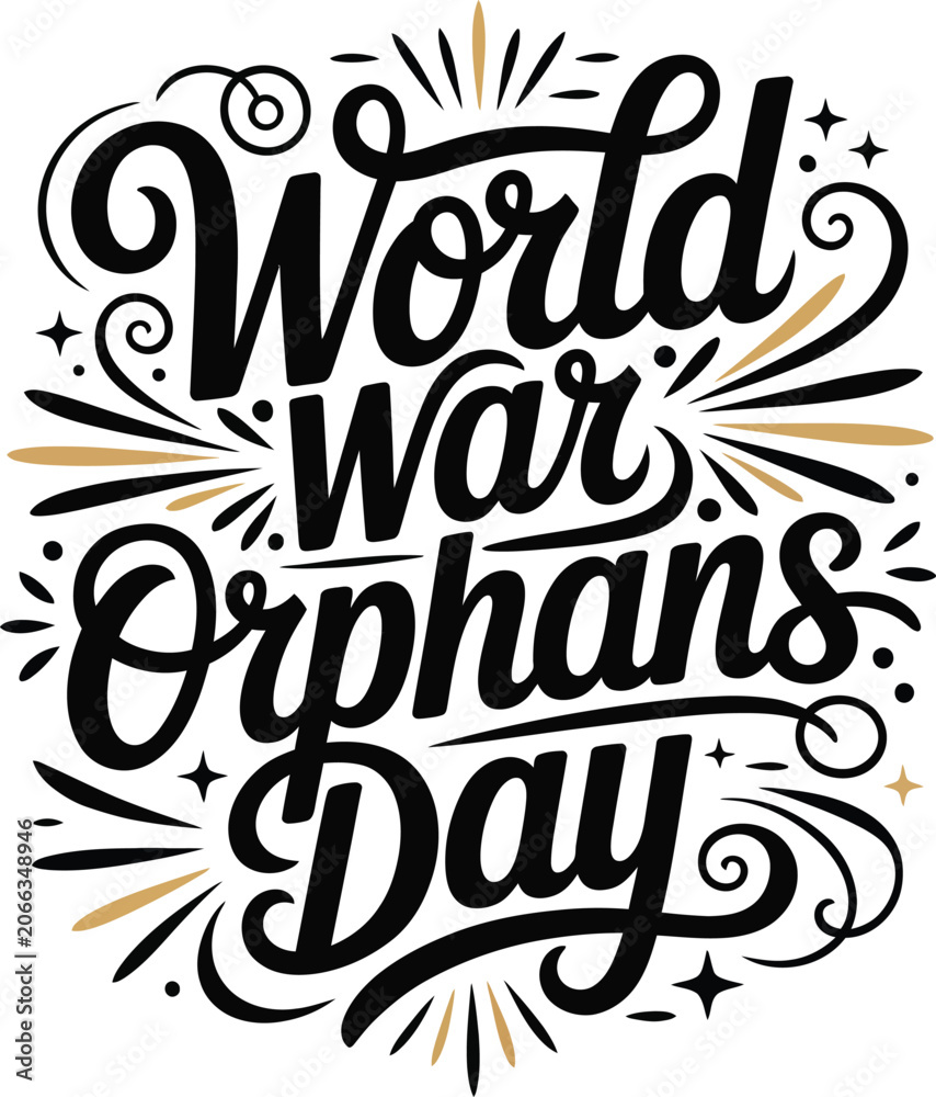 Fototapeta premium World War Orphans Day Lettering Typography Graphic