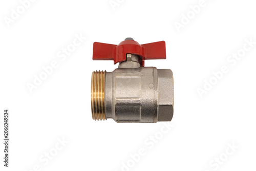 Plumbing fitting for pipes isolated on white background. Brass water fitting adapter isolated.