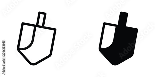Fotografía Hanukkah Dreidel Icon Set in Outline and Solid Black Styles for Jewish Holiday D
