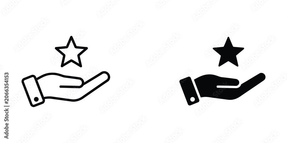 Fototapeta premium Hand holding a star icon set representing customer service excellence and quality rating