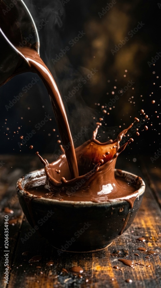 Fototapeta premium Rich Chocolate Pour Splash into Bowl.