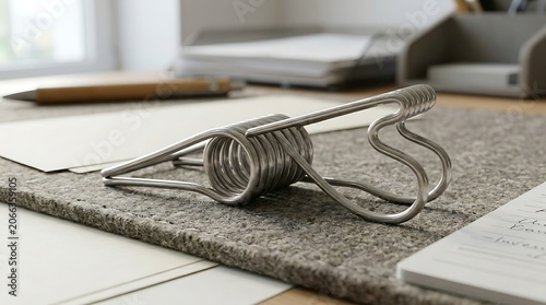 Old-fashioned fishing lure with braided wire hook on concrete surface