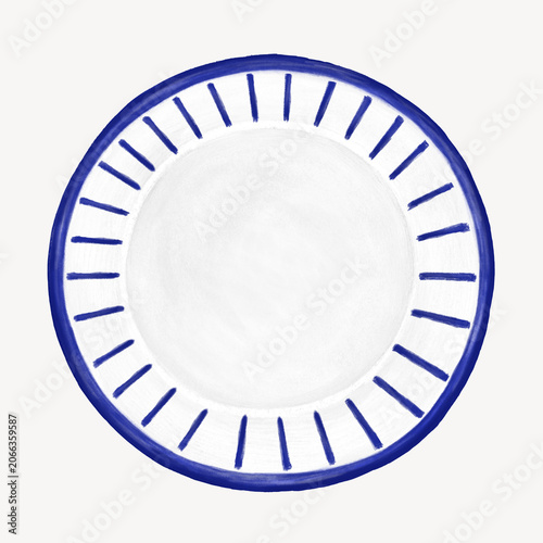 Canvastavla Blue porcelain dish, kitchenware illustration