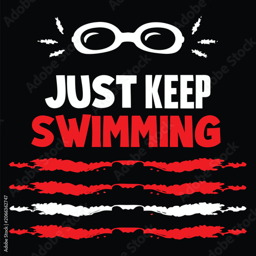 Obraz na płótnie Swimming Inspiration Motivational Design Featuring Swim Goggles and the Text Jus