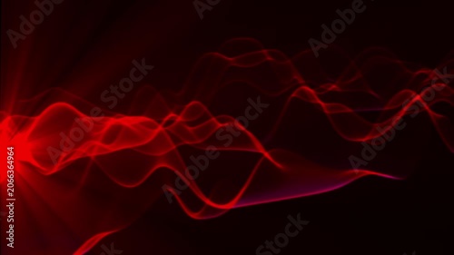 Abstract Red Light Wave Animation Flowing Energy Lines Futuristic Technology Background Seamless Motion Graphics Digital Signal Visualization