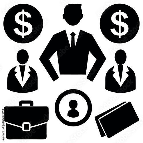 vector-silhouette-set-flat-business-icons money 