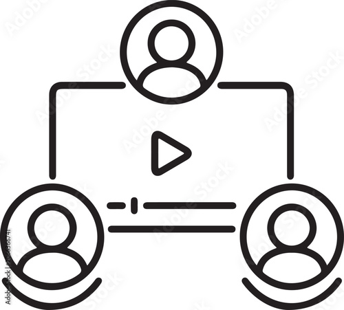  Virtual Meeting Video Screen People Outline Icon