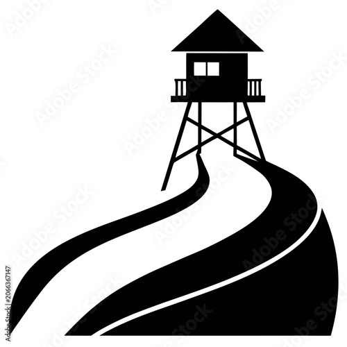 watchtower silhouette icon vector illustration  