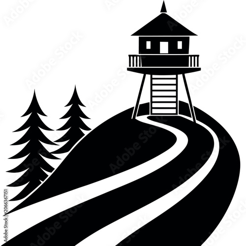 watchtower silhouette icon vector illustration  