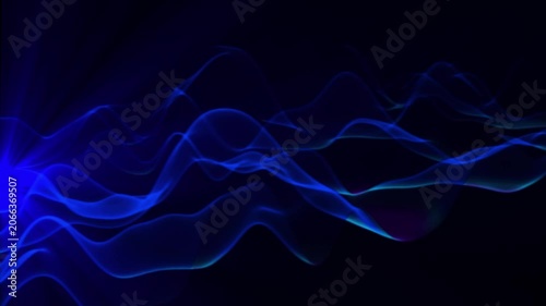 Abstract Blue Light Wave Animation Flowing Energy Lines Futuristic Technology Background Seamless Motion Graphics Digital Signal Visualization