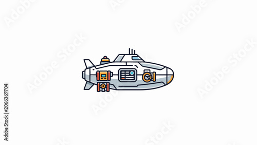 A futuristic spaceship with orange accents.