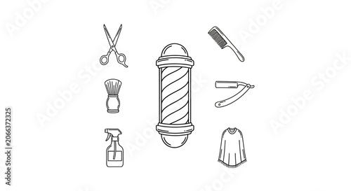 Barber tools and equipment collection.