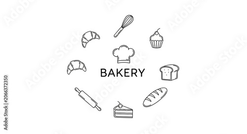 Bakery icons and baking symbols.