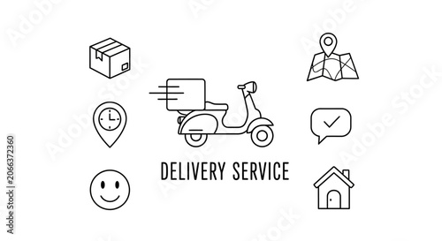 Delivery Service Motor Scooter Icon.