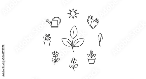 Various Plants and Gardening Icons.