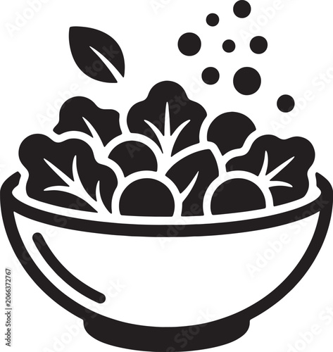 Fresh healthy vegetable salad bowl graphic icon with vegetable, nutrition