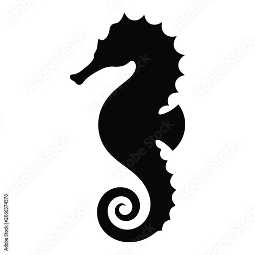 Seahorse Silhouette Vector – Elegant Marine Animal Illustration for Ocean and Nautical Designs