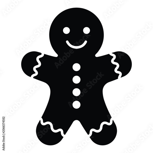 Cute Gingerbread Man Silhouette Vector Illustration – Christmas Cookie Character Icon for Holiday Designs
