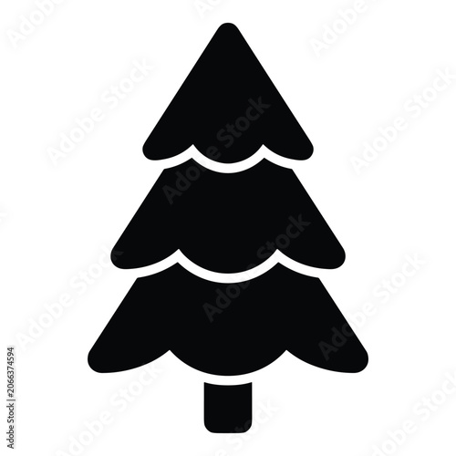 Simple Christmas Tree Silhouette Vector Illustration – Minimal Pine Tree Icon for Holiday and Winter Designs