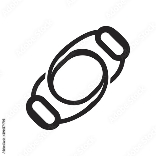 Black line art illustration of a chain link on a white background with a minimalist design style.
