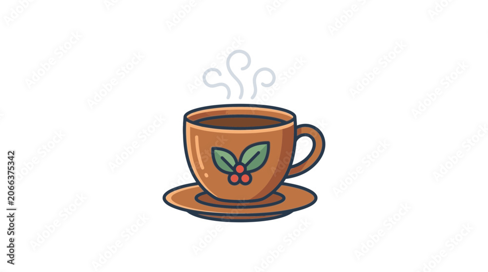 Fototapeta premium Stylized Vector Coffee Cup Illustration with Steam