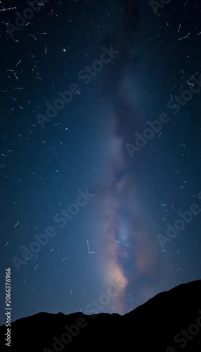 Night sky with shooting stars and constellations, celestial, outdoors