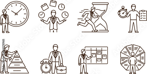 Canvastavla Business Time Management Icons Set Schedule Deadline Priority Planning Calendar
