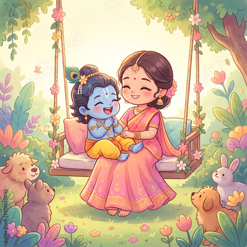 Mother Yashoda Swinging Bab...