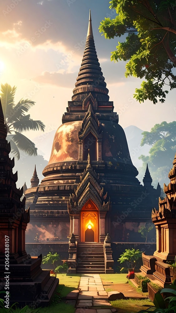 Obraz premium Ancient buddhist temple structure architecture landmark spirituality