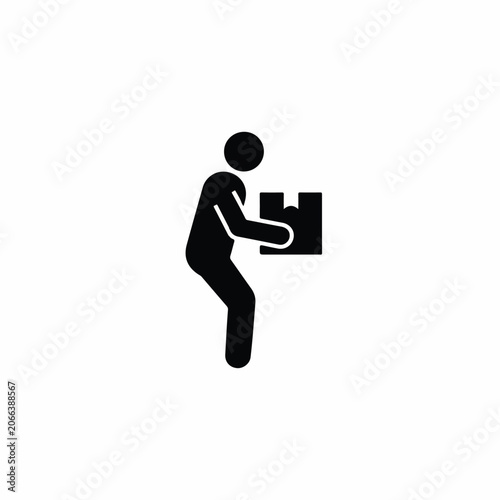 Silhouette icon depicting a person carefully lifting a rectangular box, symbolizing safe manual handling and delivery services