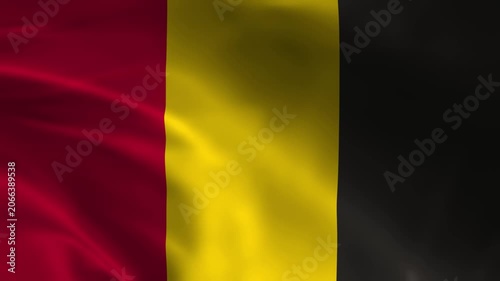 Belgium flag waving in the wind close up 