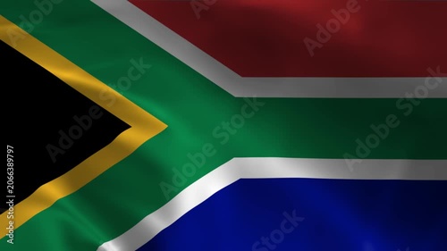 South africa flag waving in the wind close up 