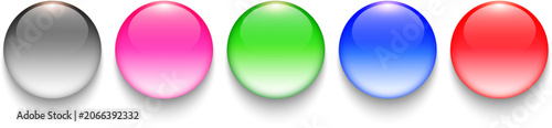 Set of colorful water drop style buttons, 3D circle shape glossy backgrounds ...