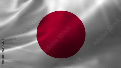 Japan flag waving in the wind close up 