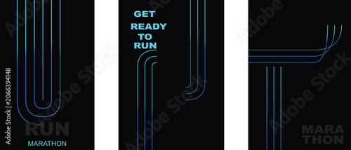 Running Marathon Event Poster Template Design Social Media Flyer Banner Vector