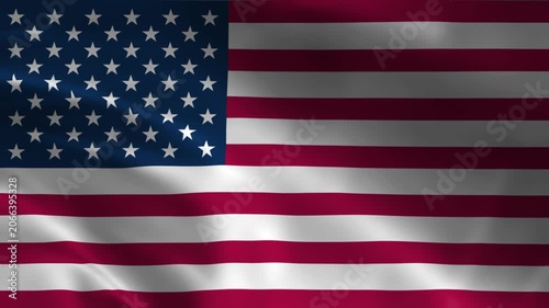 Waving american flag in the wind close up