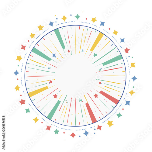 Colorful abstract burst with stars and copy space
