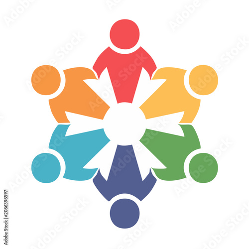 Colorful people group icon symbolizing teamwork and community