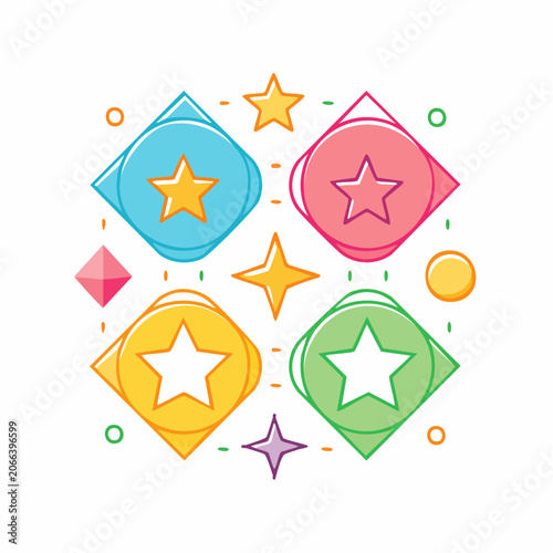 Colorful Stars and Geometric Shapes