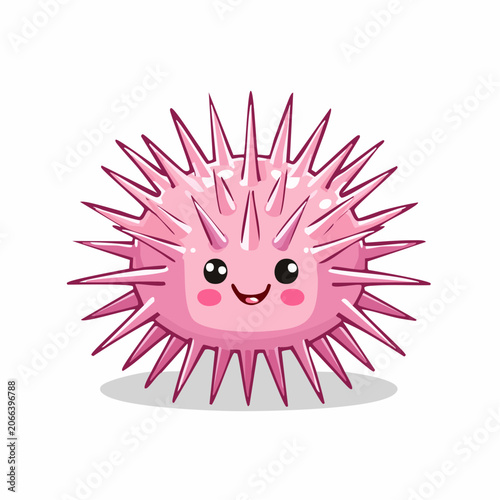 Cute Pink Sea Urchin Cartoon Character