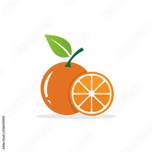 Minimalist orange with wheel and leaf