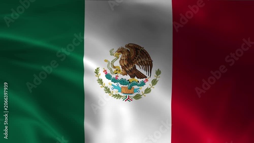Mexico flag waving in the wind close up 