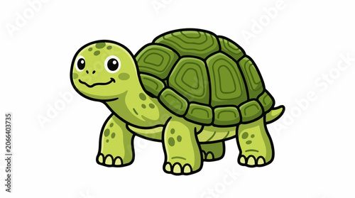 A cute green turtle with a big smile